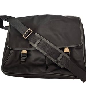 PRADA Messenger Nero Tessuto Saffi Leather & Nylon Bag